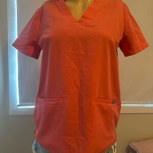 Figs Women's Bright Coral Short Sleeve Top